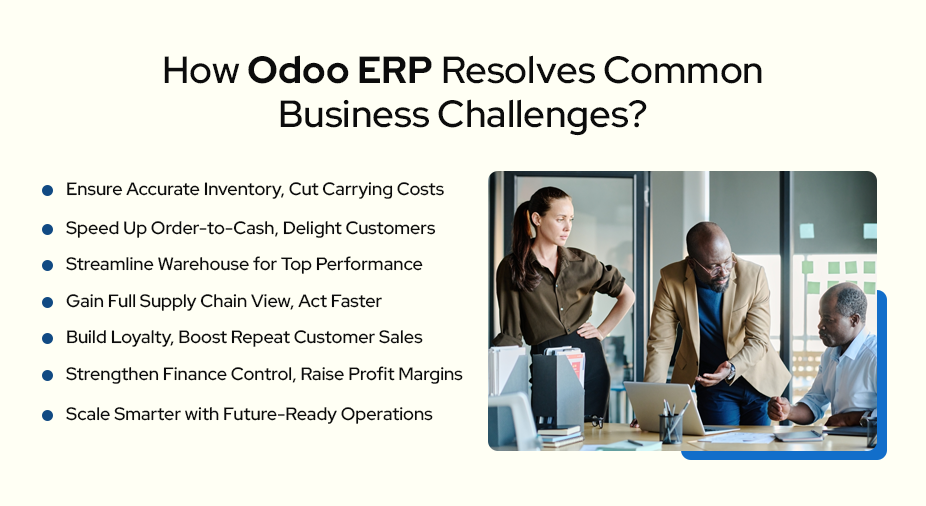 How odoo erp resolves common business challenges?