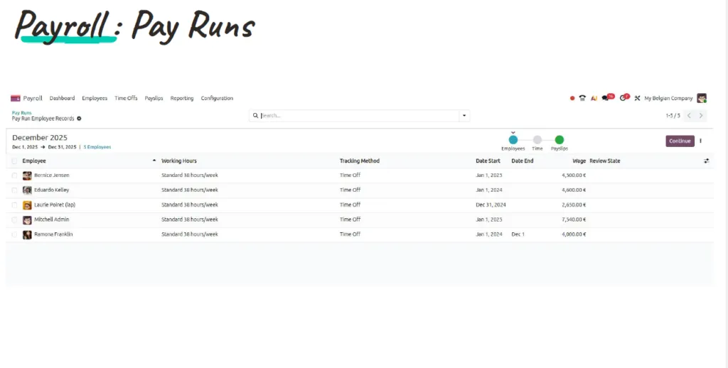 Odoo Payroll Pay Runs