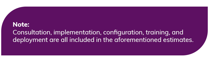 Odoo ERP pricing estimate note including consultation, implementation, configuration, training, and deployment costs.