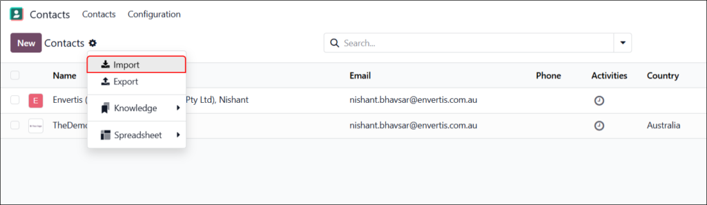 Open the target list view